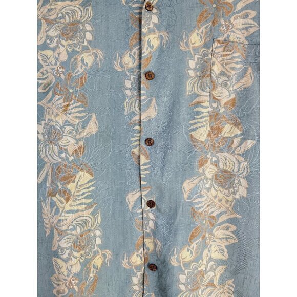 Vintage Silk Light Green 100% Silk Floral Print Hawaiian Shirt  Size XX-Large - Picture 4 of 8